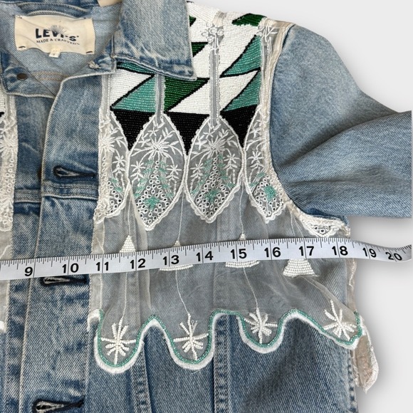 Levi's Made & Crafted Embellished Boyfriend Trucker Jacket Beaded Lace Small - Picture 9 of 16